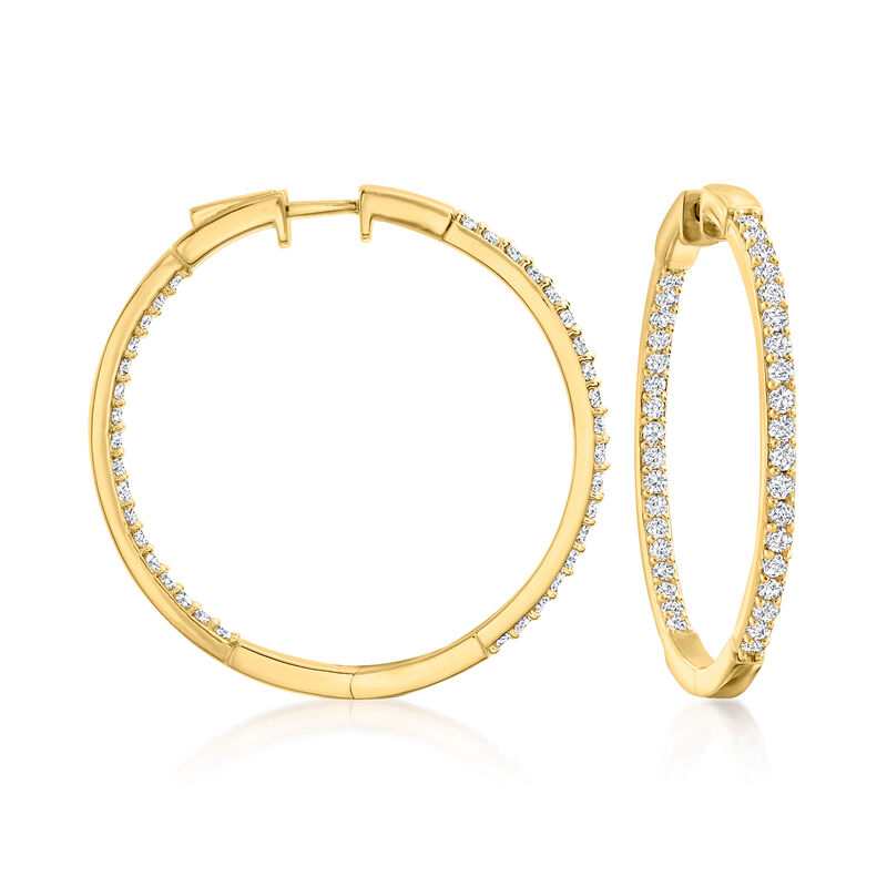 2.00 ct. t.w. Diamond Inside-Outside Hoop Earrings in 18kt Gold Over Sterling. 1 1/2&quot; image number 0