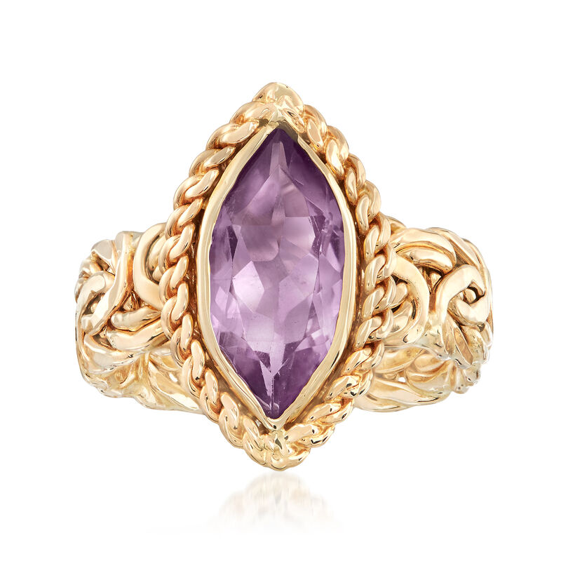 3.50 Carat Amethyst Byzantine Ring in 14kt Yellow Gold image number 0