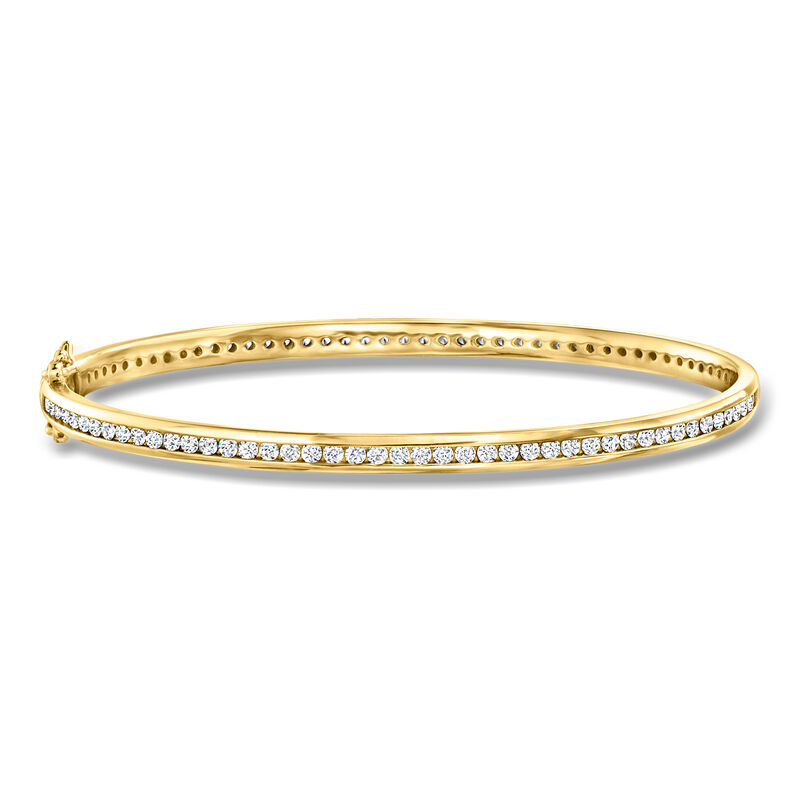 1.70 ct. t.w. CZ Eternity Bangle Bracelet in 18kt Gold Over Sterling image number 0