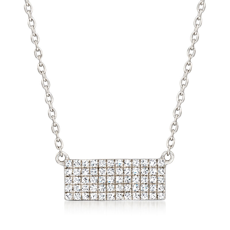 .25 ct. t.w. Pave Diamond Rectangular Bar Necklace in Sterling Silver. 16&quot; image number 1