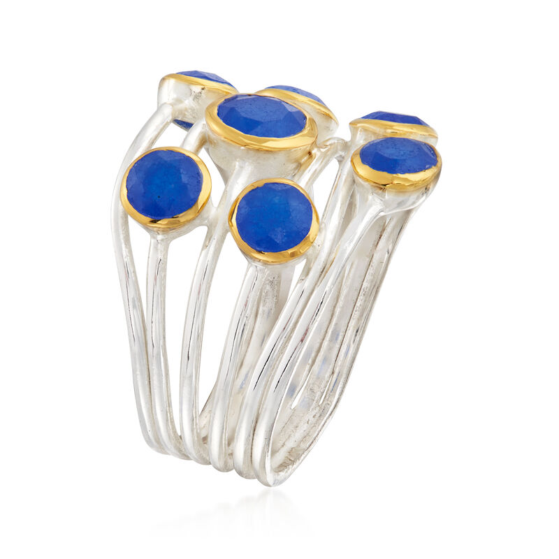 2.40 ct. t.w. Blue Quartz Ring in Sterling Silver and 18kt Gold Over Sterling image number 2