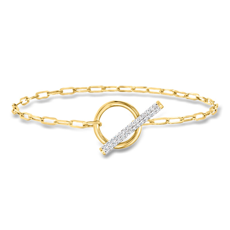 .25 ct. t.w. Diamond Paper Clip Link Toggle Bracelet in 18kt Gold Over Sterling image number 0