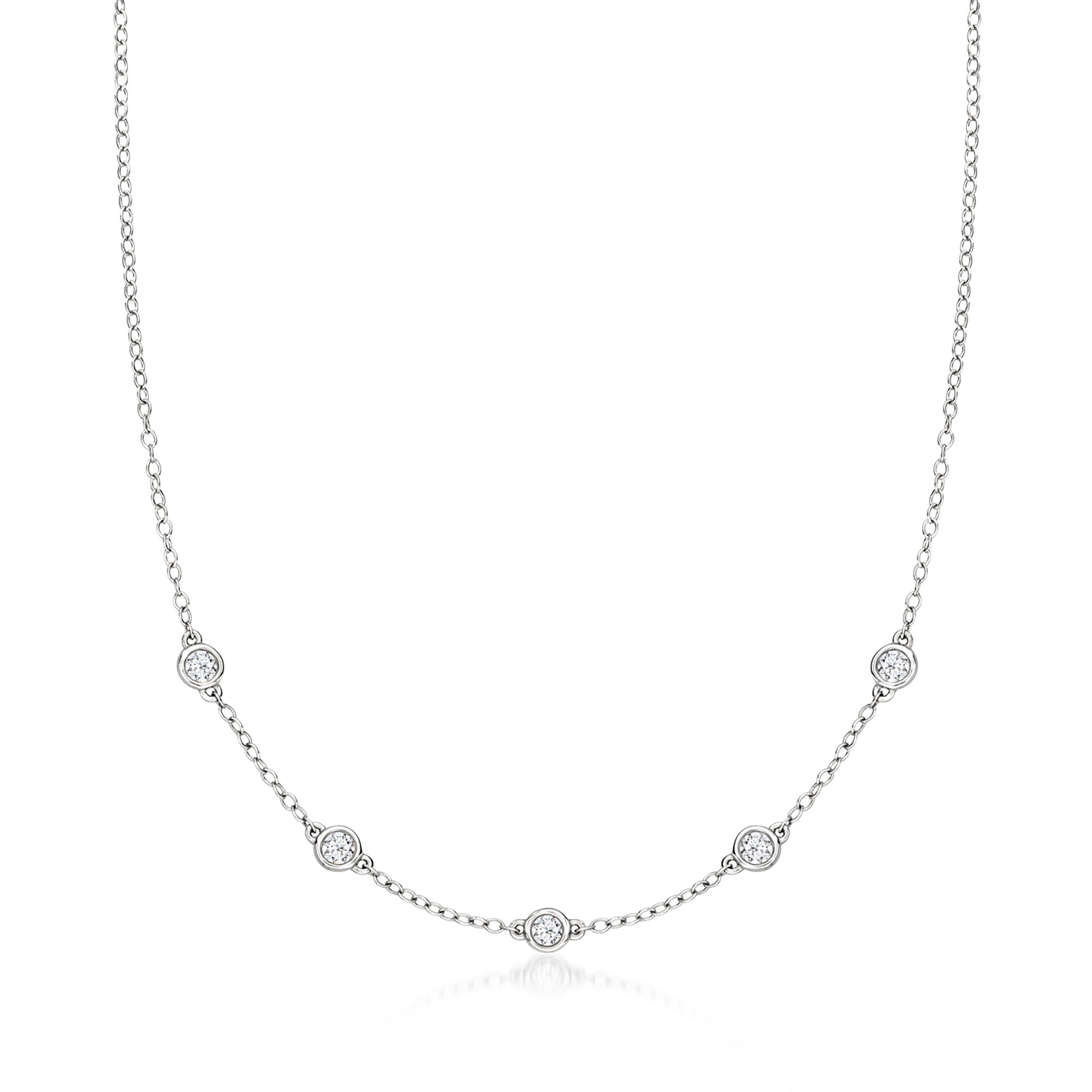 25 ct. t.w. Lab-Grown Diamond Station Necklace in 14kt White