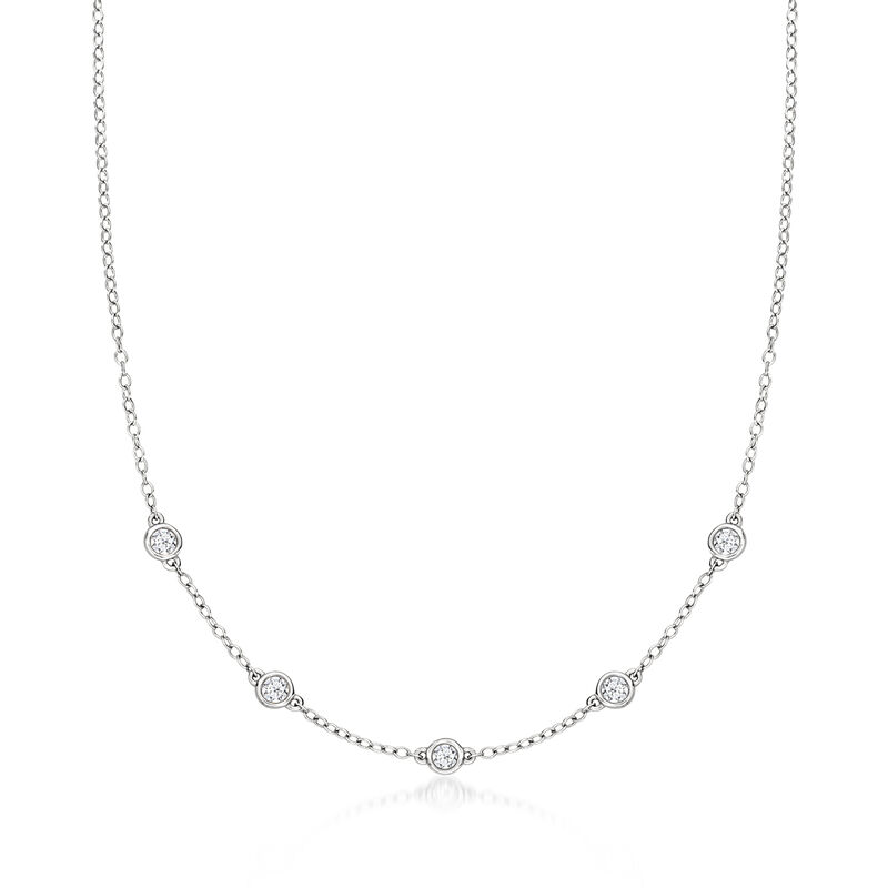 .25 ct. t.w. Lab-Grown Diamond Station Necklace in 14kt White Gold. 16&quot; image number 1