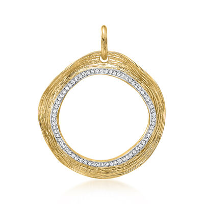 .33 ct. t.w. Diamond Textured Circle Pendant in 14kt Two-Tone Gold