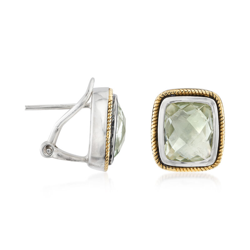4.80 ct. t.w. Prasiolite Earrings in Sterling Silver and 14kt Yellow Gold image number 2