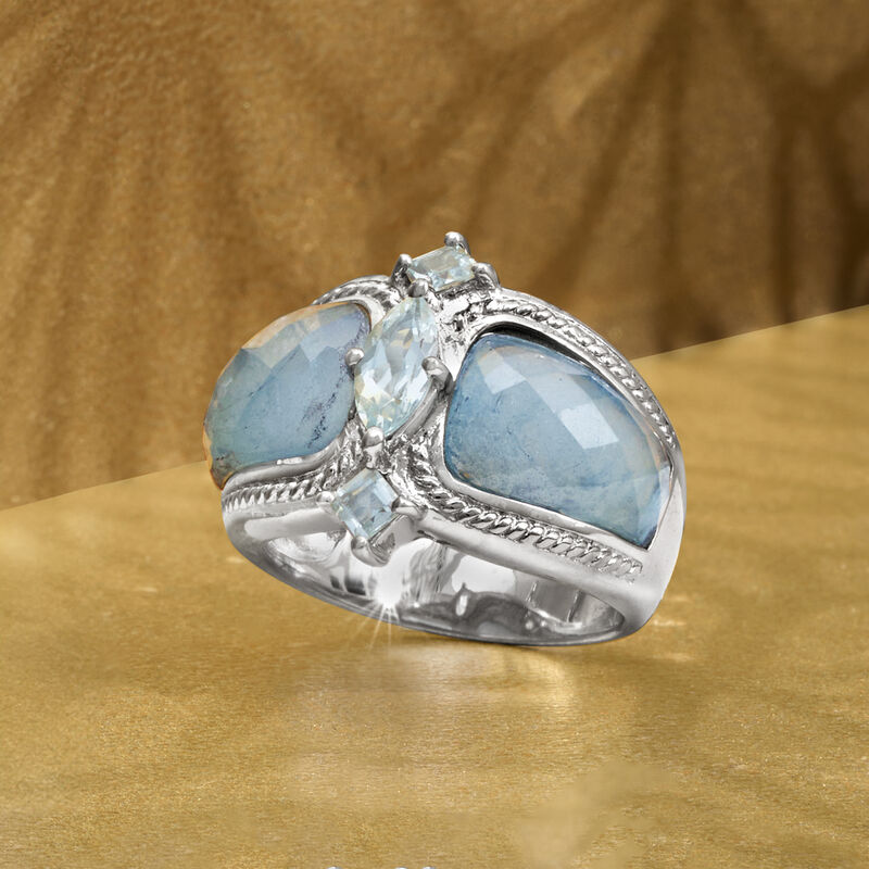 5.85 ct. t.w. Aquamarine Ring in Sterling Silver image number 4