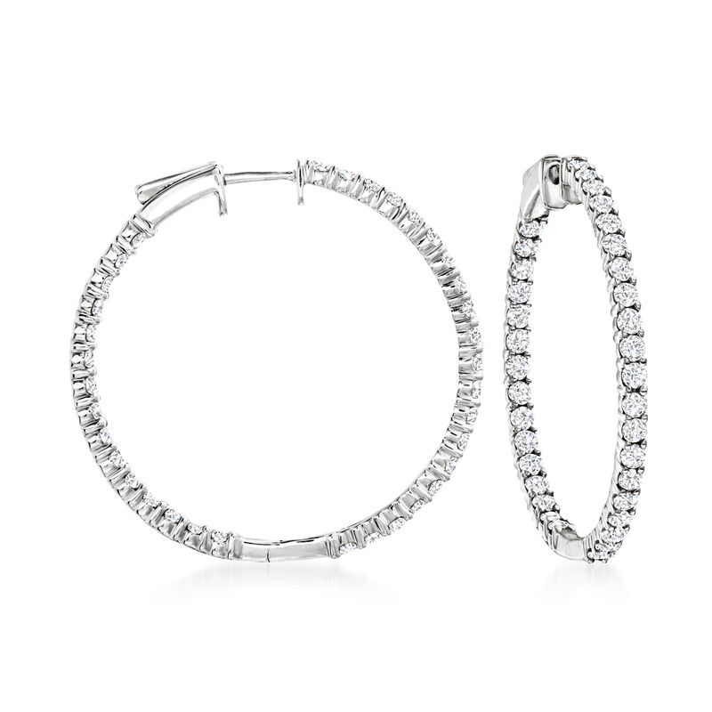 3.00 ct. t.w. Diamond Inside-Outside Hoop Earrings in 14kt White Gold image number 0