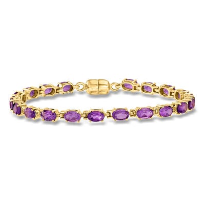 7.75 ct. t.w. Amethyst Tennis Bracelet in 18kt Gold Over Sterling with Magnetic Clasp
