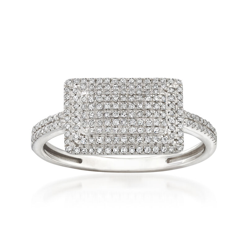 .25 ct. t.w. Pave Diamond Rectangle Ring in 14kt White Gold image number 0