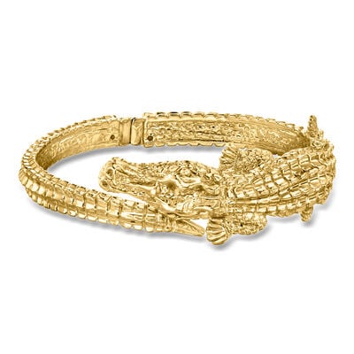 Italian 18kt Yellow Gold Alligator Bangle Bracelet
