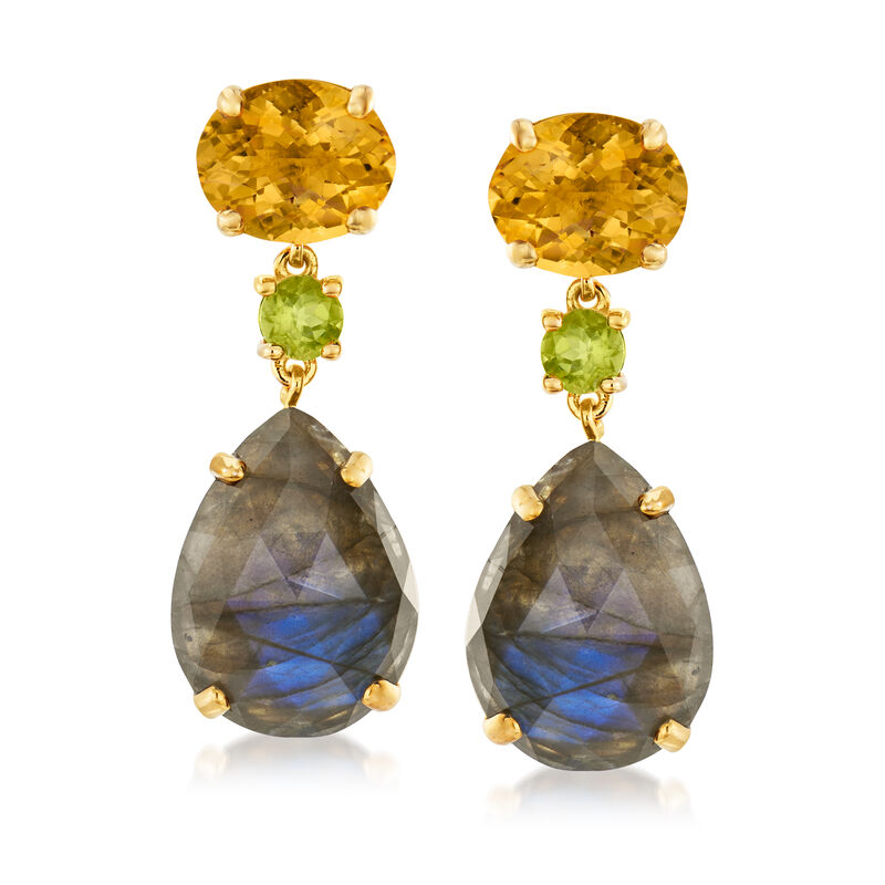 9.40 ct. t.w. Multi-Gemstone Drop Earrings in 18kt Gold Over Sterling image number 0