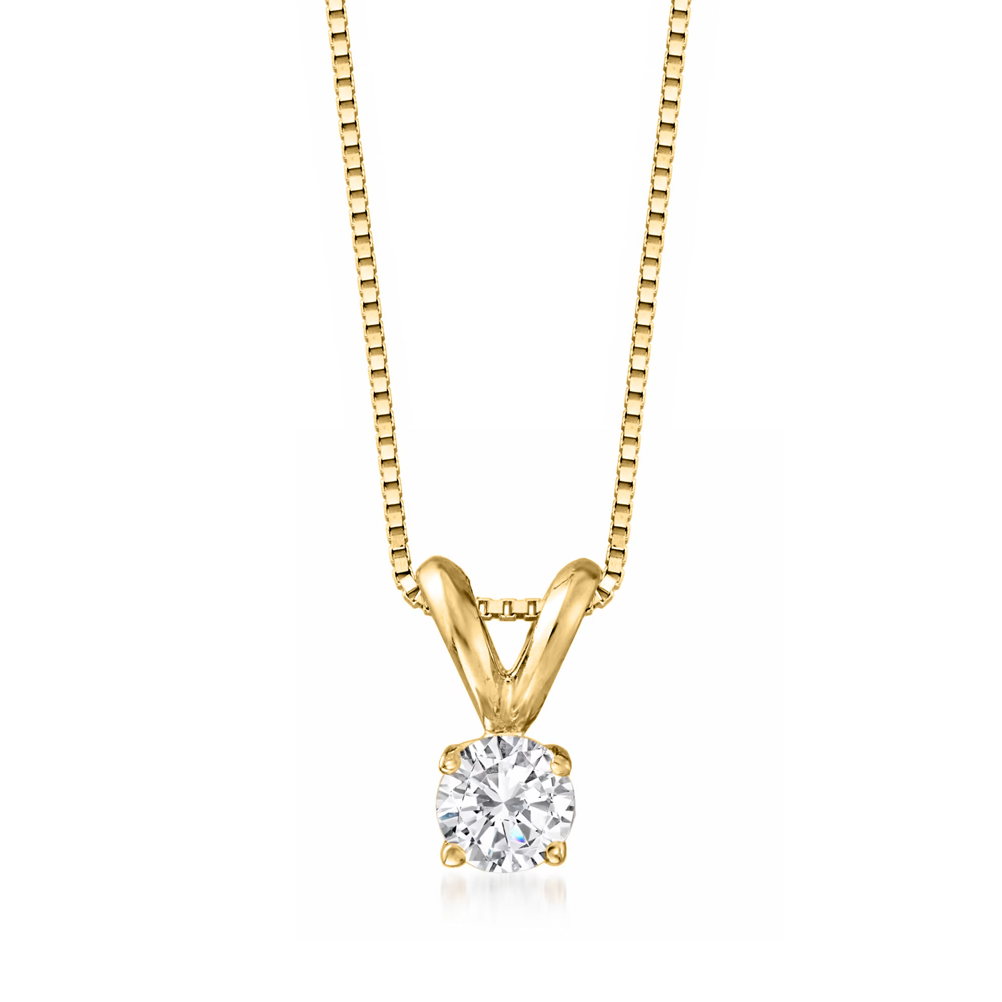 25 Carat Diamond Solitaire Necklace in 14kt Yellow Gold. 18&quot