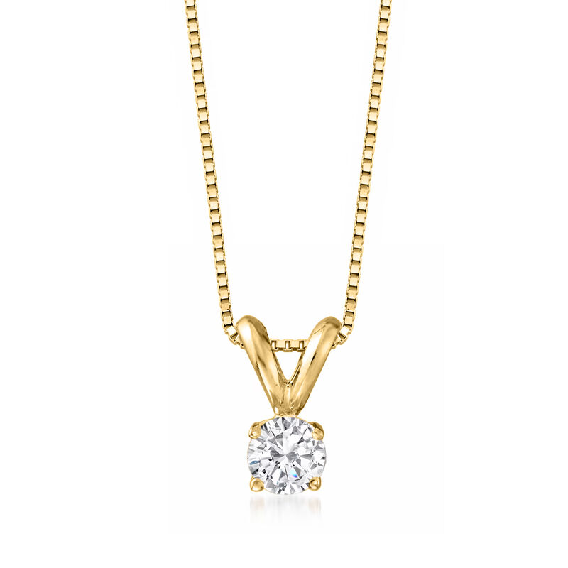 .25 Carat Diamond Solitaire Necklace in 14kt Yellow Gold. 18&quot; image number 1