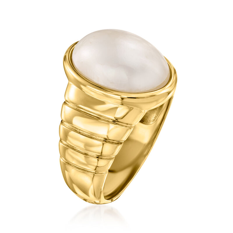 14x10mm Mabe Pearl Ring in 18kt Gold Over Sterling image number 2
