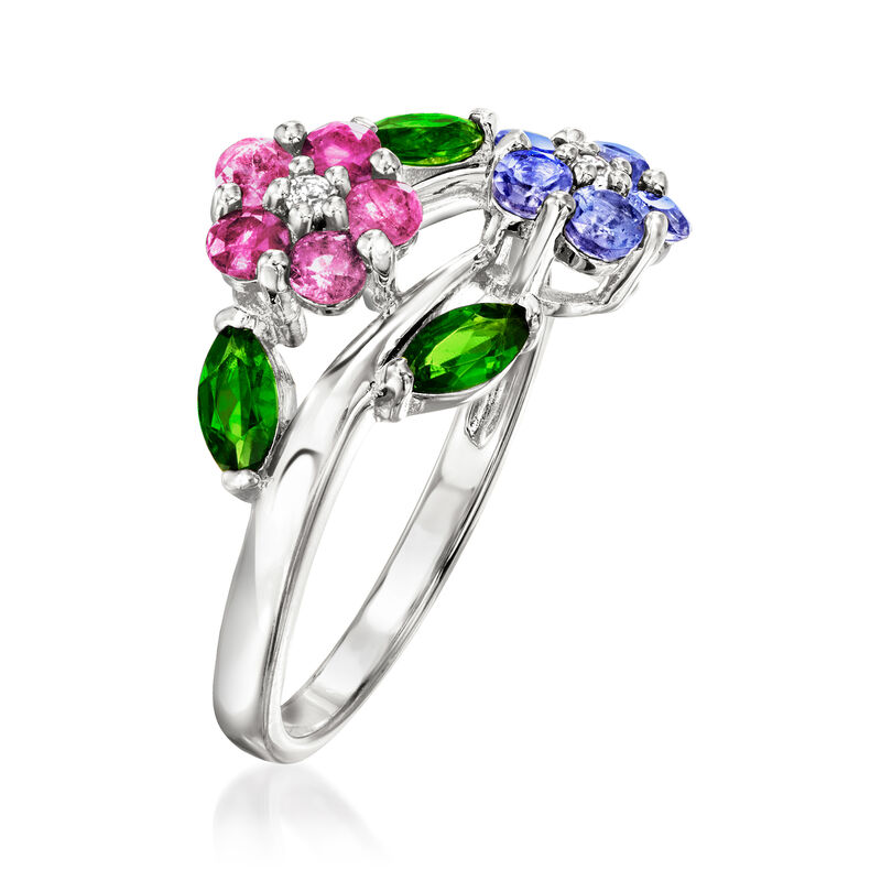 1.23 ct. t.w. Multi-Gemstone Flower Ring in Sterling Silver image number 2
