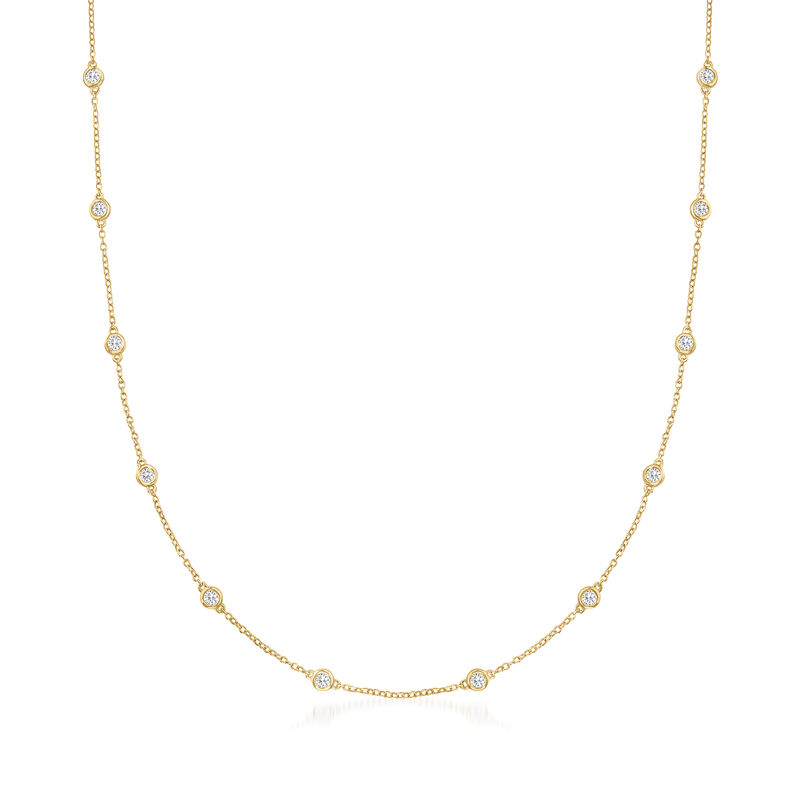 1.00 ct. t.w. Bezel-Set Diamond Station Necklace in 14kt Yellow Gold image number 0