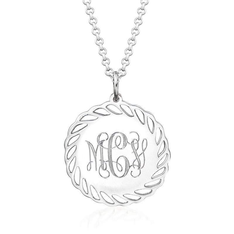 Sterling Silver Personalized Scalloped-Edge Pendant Necklace image number 0