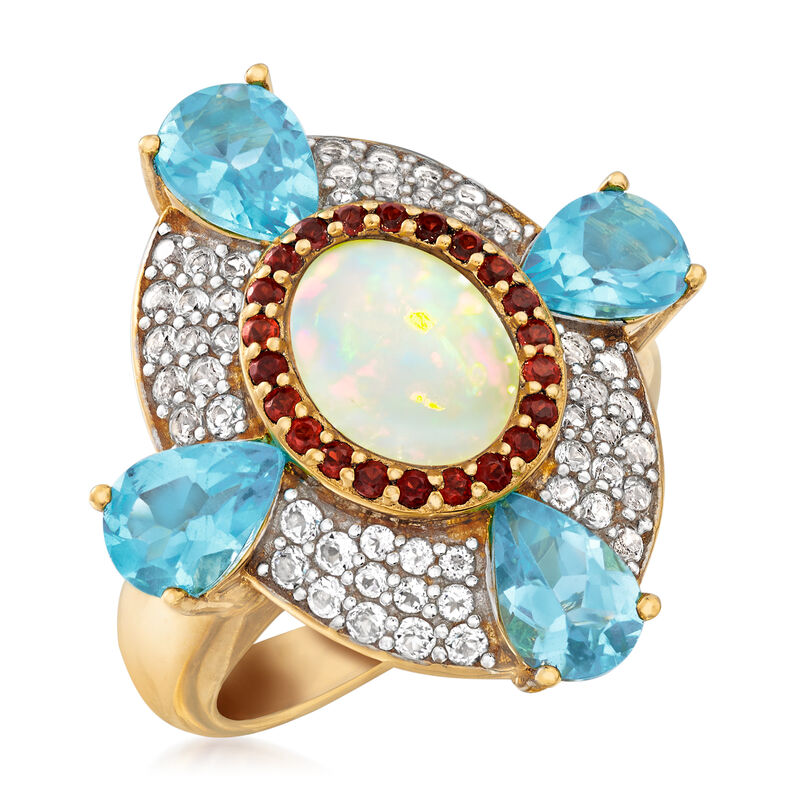 Opal and 3.70 ct. t.w. Multi-Gemstone Ring in 18kt Gold Over Sterling Silver image number 3