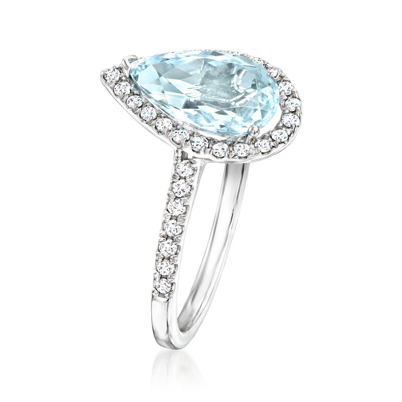 2.20 Carat Aquamarine and .29 ct. t.w. Diamond Ring in 14kt White Gold. Size 5 image number 2