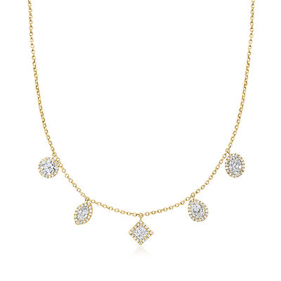 5.00 ct. t.w. Lab-Grown Diamond Multi-Shaped Station Necklace in 14kt Yellow Gold
