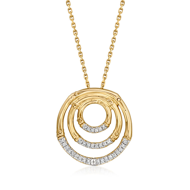 C. 2000 Vintage John Hardy .20 ct. t.w. Diamond Bamboo Multi-Circle Necklace in 18kt Yellow Gold. 18" image number 0