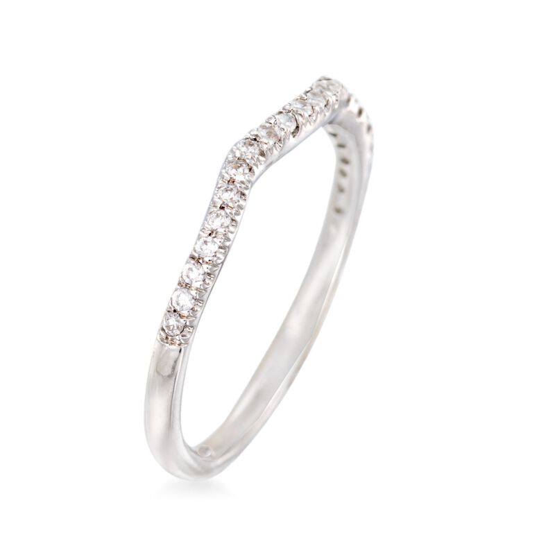 Gabriel Designs .16 ct. t.w. Diamond Curved Wedding Band in 14kt White Gold image number 1