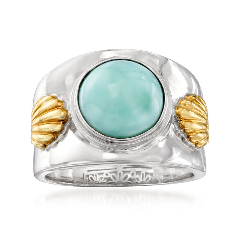 Larimar Wide Ring in Sterling Silver and 14kt Gold image number 0