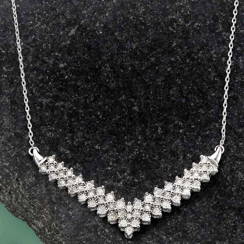 1.00 ct. t.w. Diamond Chevron Necklace in Sterling Silver image number 2