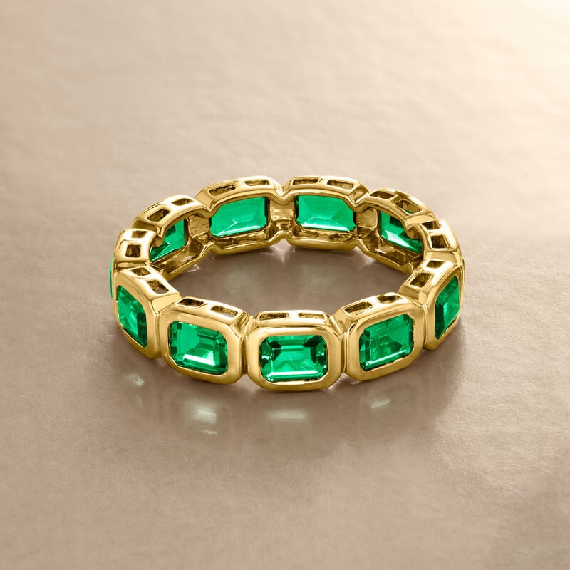 1.70 ct. t.w. Lab-Grown Emerald Eternity Band in 18kt Gold Vermeil image number 3