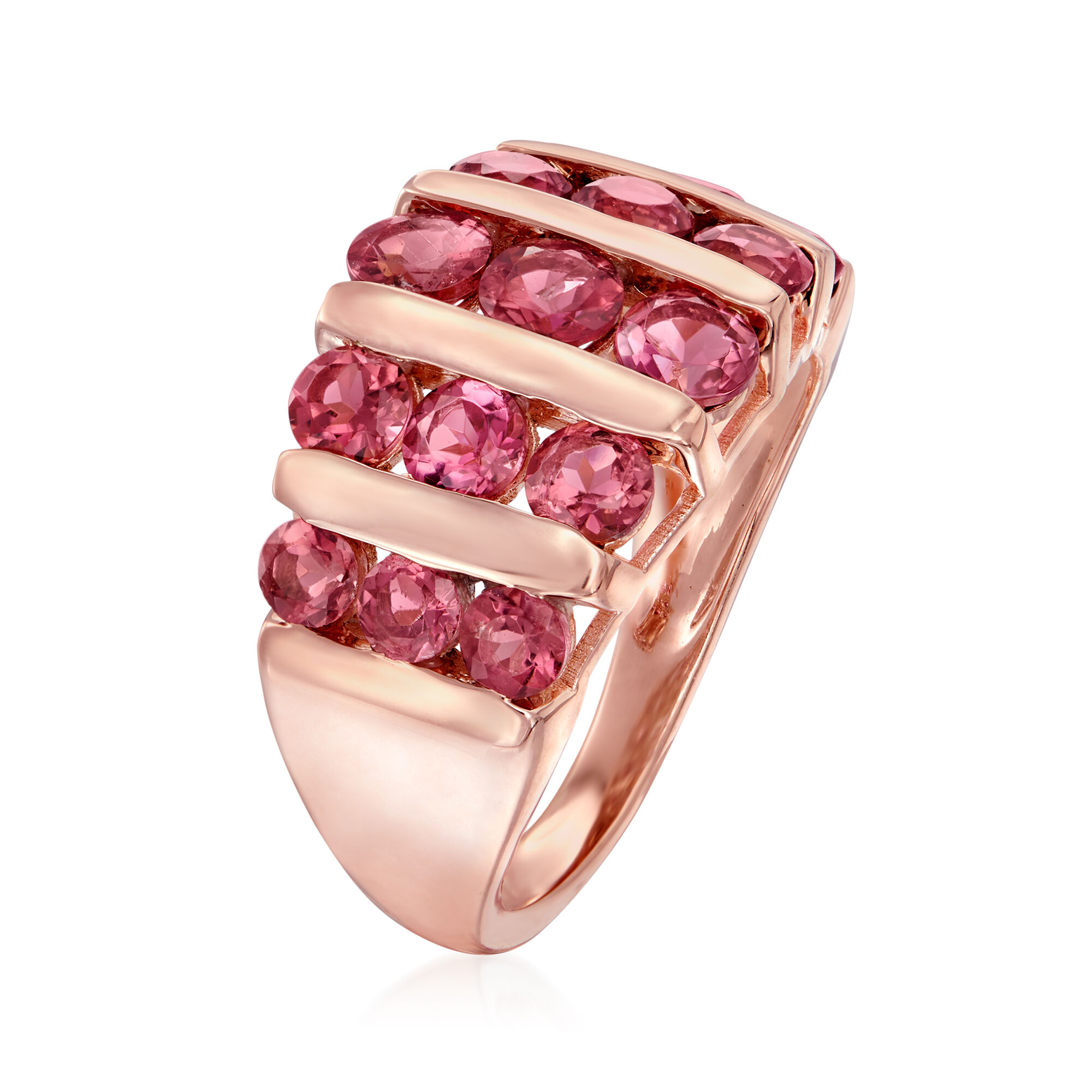 2.70 ct. t.w. Pink Tourmaline Ring in 18kt Rose Gold Over Sterling