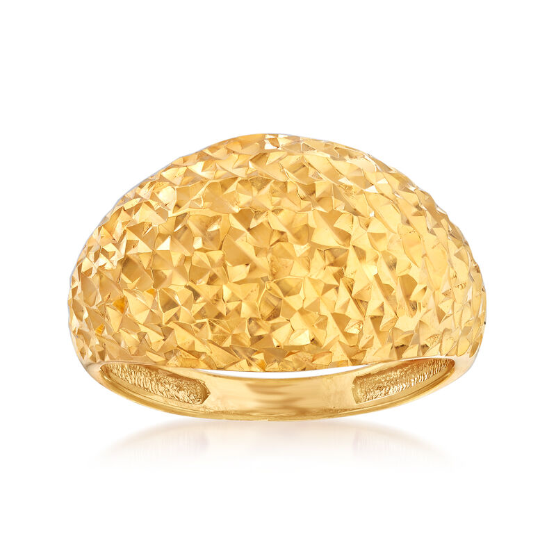 22kt Yellow Gold Diamond-Cut and Polished Dome Ring image number 0