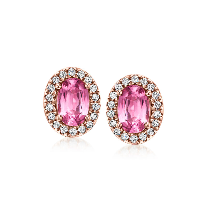 1.20 ct. t.w. Pink Spinel and .20 ct. t.w. Diamond Earrings in 18kt Rose Gold  image number 0