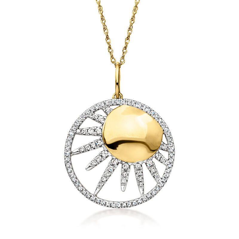 .33 ct. t.w. Diamond Sun Medallion Pendant Necklace in 18kt Gold Over Sterling image number 0