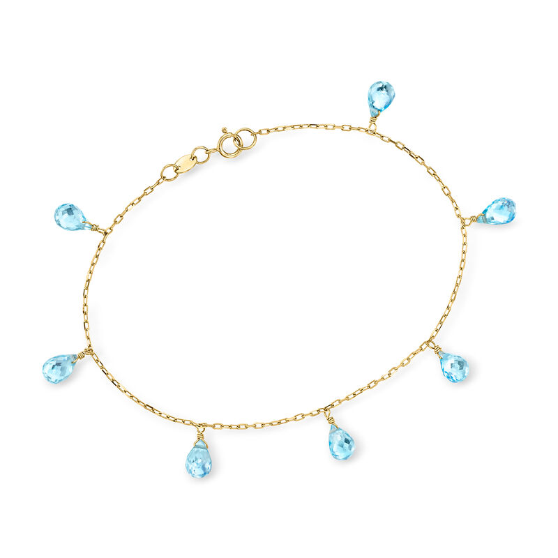 7.00 ct. t.w. Sky Blue Topaz Bracelet in 14kt Yellow Gold. 7.25" image number 0