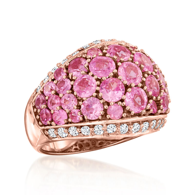 6.25 ct. t.w. Pink Sapphire Dome Ring with .60 ct. t.w. Diamonds in 14kt Rose Gold image number 3