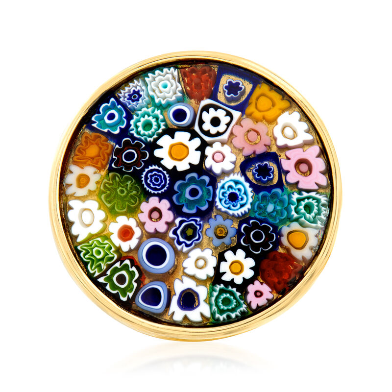 Italian Murano Millefiori Round-Top Ring in 18kt Gold Over Sterling image number 0