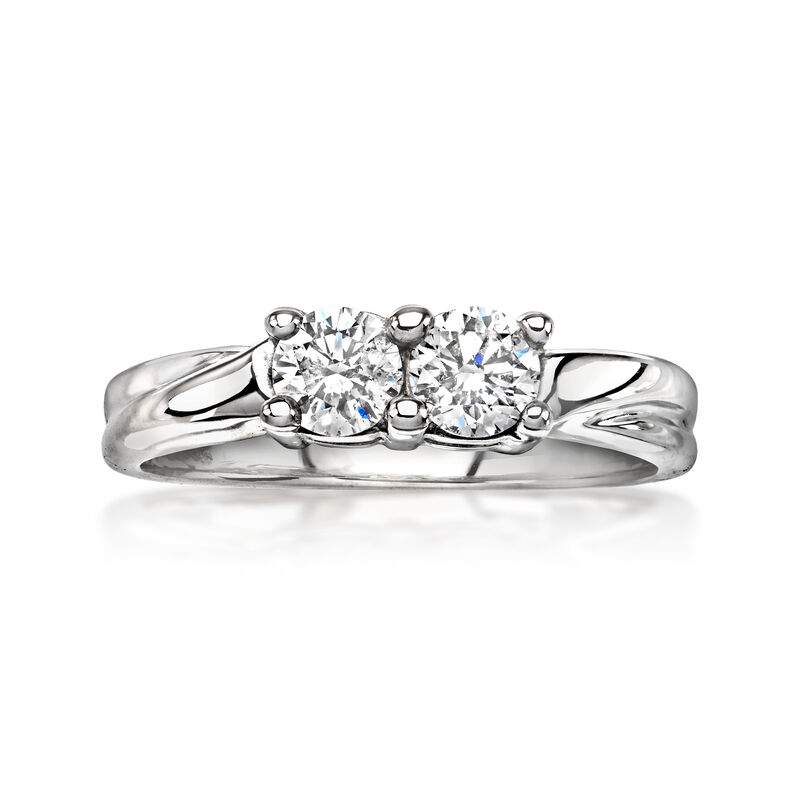 C. 1990 Vintage .50 ct. t.w. Diamond Toi et Moi Ring in 14kt White Gold. Size 6 image number 0