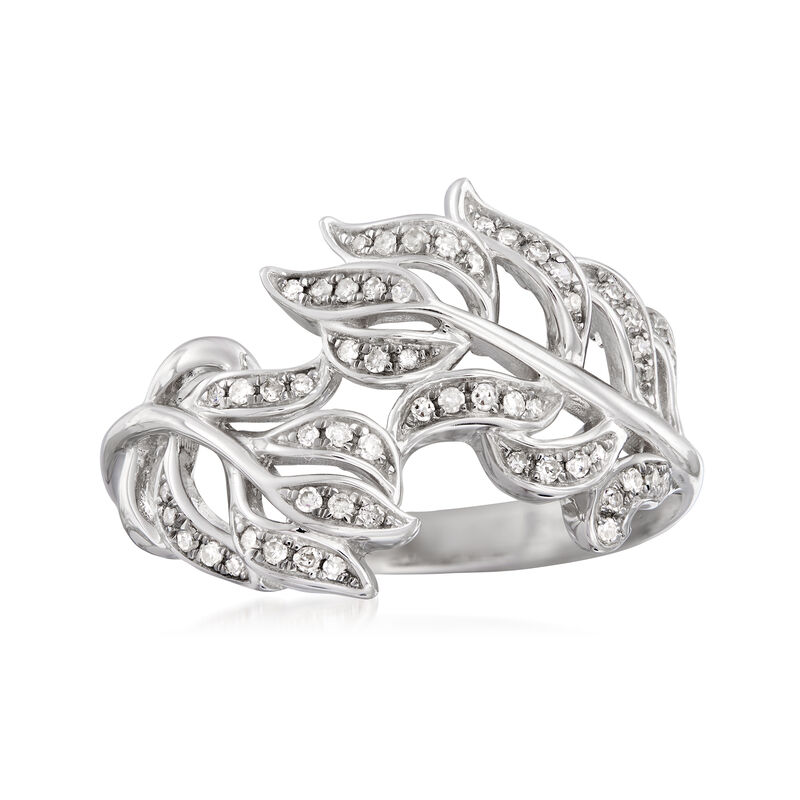 .20 ct. t.w. Diamond Leaf Bypass Ring in Sterling Silver image number 0