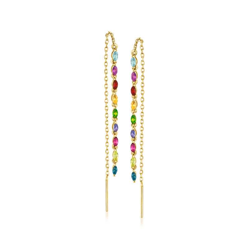 1.00 ct. t.w. Multi-Gemstone Threader Earrings in 18kt Gold Over Sterling  image number 0