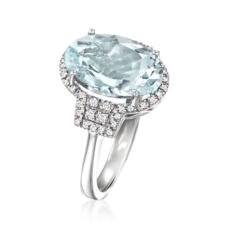 5.50 Carat Aquamarine Ring with .17 ct. t.w. Diamonds in 14kt White Gold image number 2