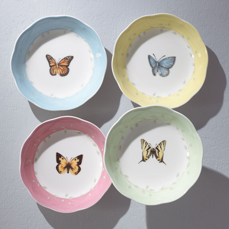 Lenox &quot;Butterfly Meadow&quot; Set of 4 Colorful Porcelain Dessert Dinnerware image number 7