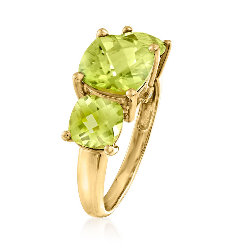 C. 1990 Vintage 3.90 ct. t.w. Peridot Ring with Diamond Accents in 14kt Yellow Gold image number 2