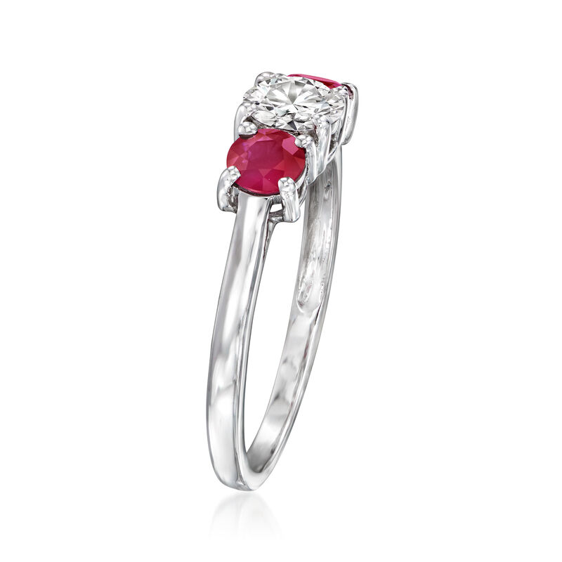 .50 Carat Lab-Grown Diamond Ring with .60 ct. t.w. Rubies in 14kt White Gold image number 2