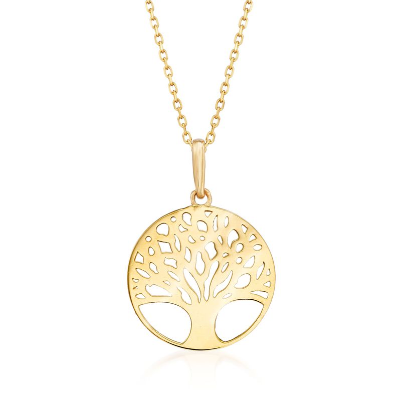 18kt Yellow Gold Tree of Life Pendant Necklace image number 0