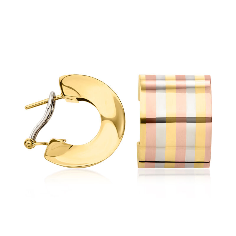 C. 1980 Vintage 14kt Tri-Colored Gold Curved Earrings image number 0