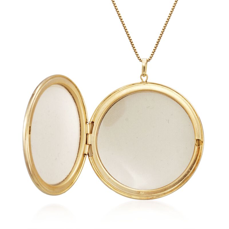 14kt Gold Over Sterling Silver Etched Locket Necklace image number 2