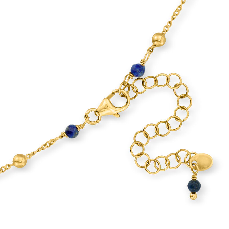 Italian .40 ct. t.w. Multi-Gemstone Bead Ginkgo Leaf Necklace in 24kt Gold Over Sterling image number 2