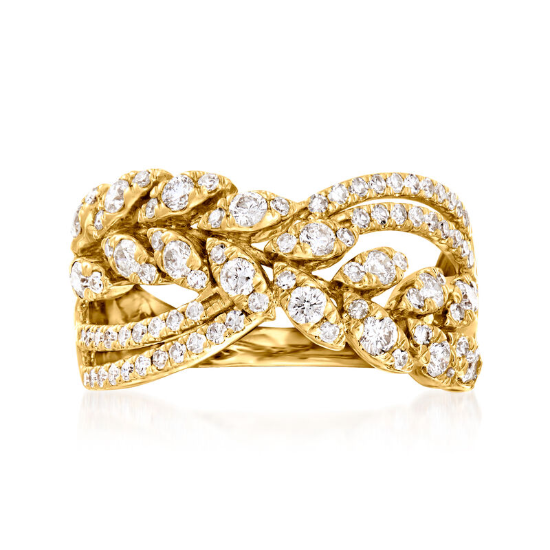 1.00 ct. t.w. Diamond Leaf Crossover Ring in 14kt Yellow Gold image number 0