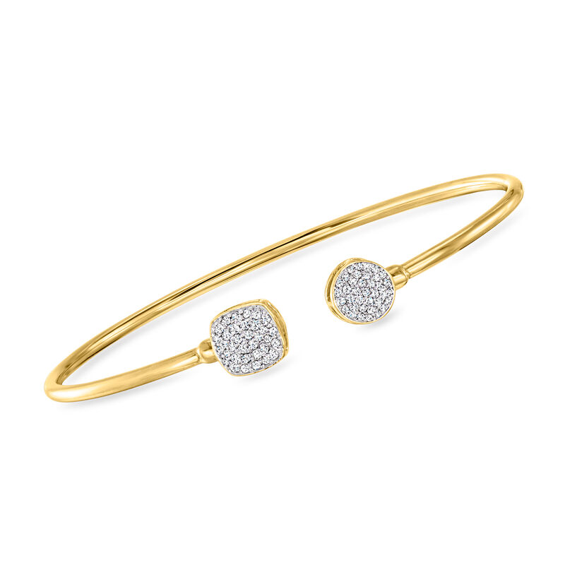 .25 ct. t.w. Diamond Square and Round Cluster Cuff Bracelet in 18kt Gold Over Sterling image number 0